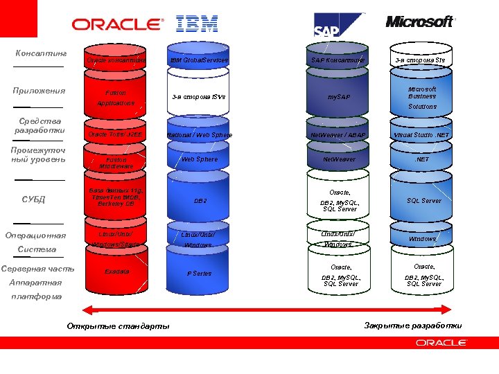 Консалтинг Приложения Oracle консалтинг IBM Global. Services 3 -я сторона ISVs Fusion Applications Средства