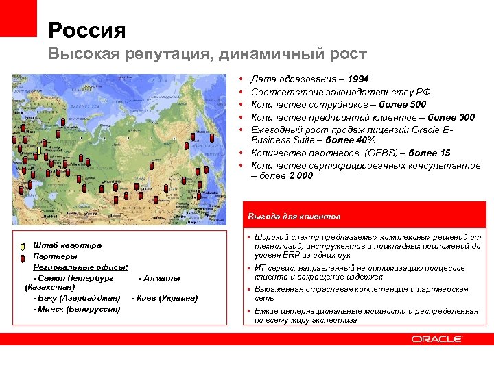 Россия Высокая репутация, динамичный рост • • • Дата образования – 1994 Соответствие законодательству