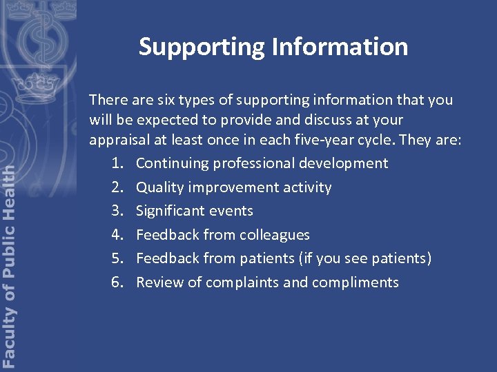 Supporting Information There are six types of supporting information that you will be expected