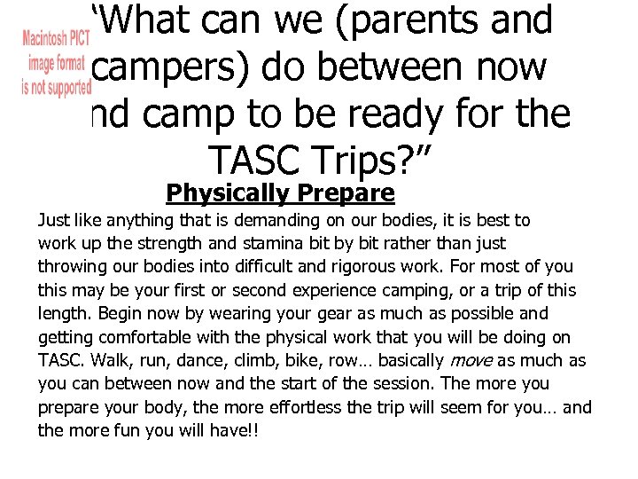 “What can we (parents and campers) do between now and camp to be ready