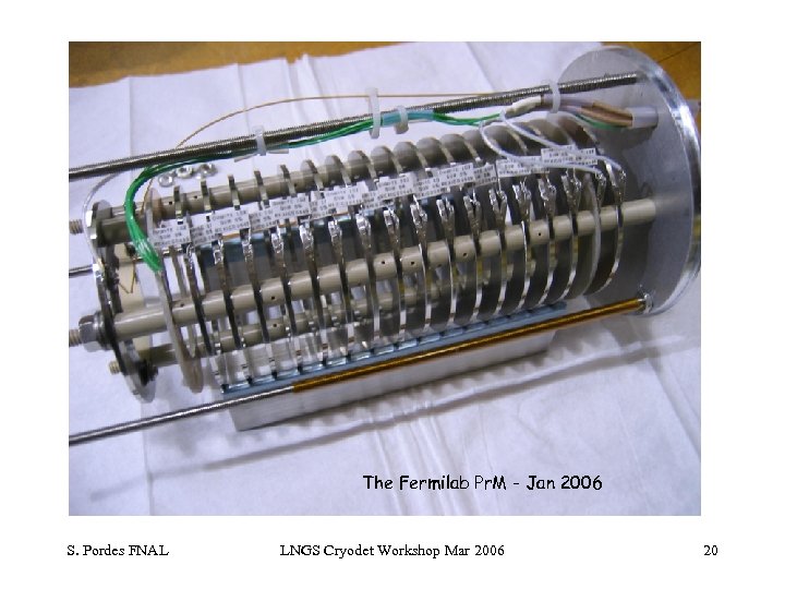 The Fermilab Pr. M - Jan 2006 S. Pordes FNAL LNGS Cryodet Workshop Mar