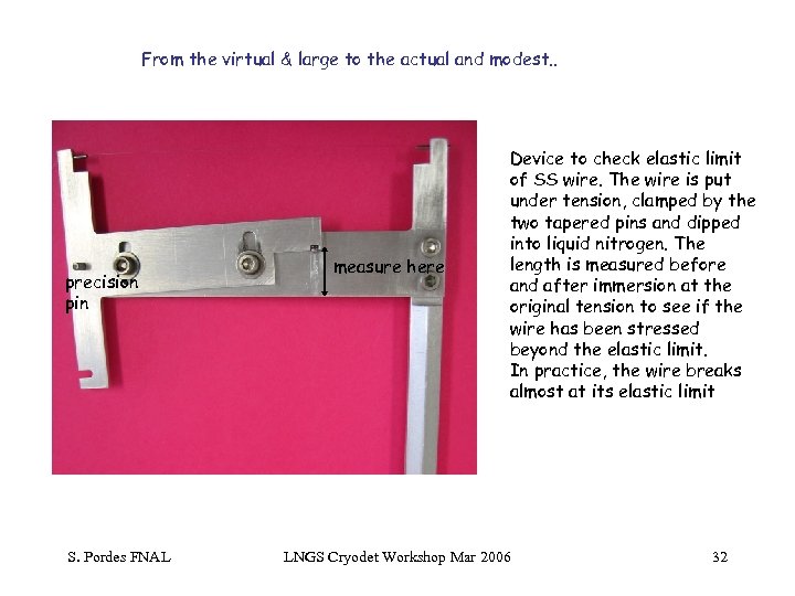 From the virtual & large to the actual and modest. . precision pin S.