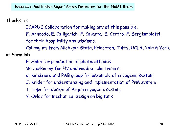 towards a Multi kton Liquid Argon Detector for the Nu. MI Beam Thanks to: