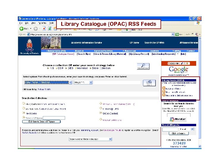Library Catalogue (OPAC) RSS Feeds 