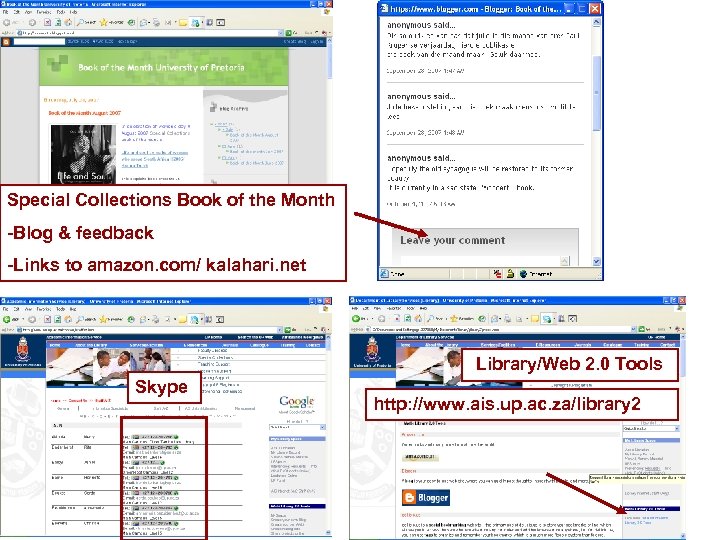 Special Collections Book of the Month -Blog & feedback -Links to amazon. com/ kalahari.