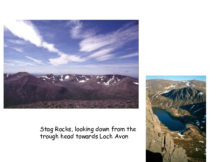 Stag Rocks, looking down from the trough head towards Loch Avon 