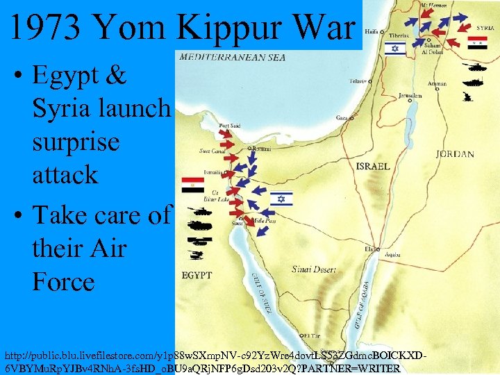 1973 Yom Kippur War • Egypt & Syria launch surprise attack • Take care