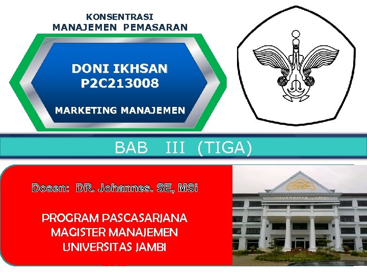 KONSENTRASI MANAJEMEN PEMASARAN DONI IKHSAN P 2 C 213008 MARKETING MANAJEMEN BAB III (TIGA)