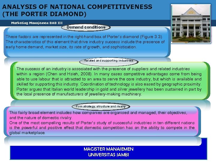 ANALYSIS OF NATIONAL COMPETITIVENESS (THE PORTER DIAMOND) 3 Marketing Manajemen BAB III 2 Demand
