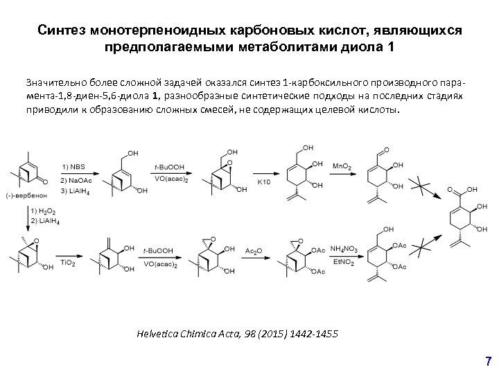 Синтез монотерпеноидных карбоновых кислот, являющихся предполагаемыми метаболитами диола 1 Значительно более сложной задачей оказался