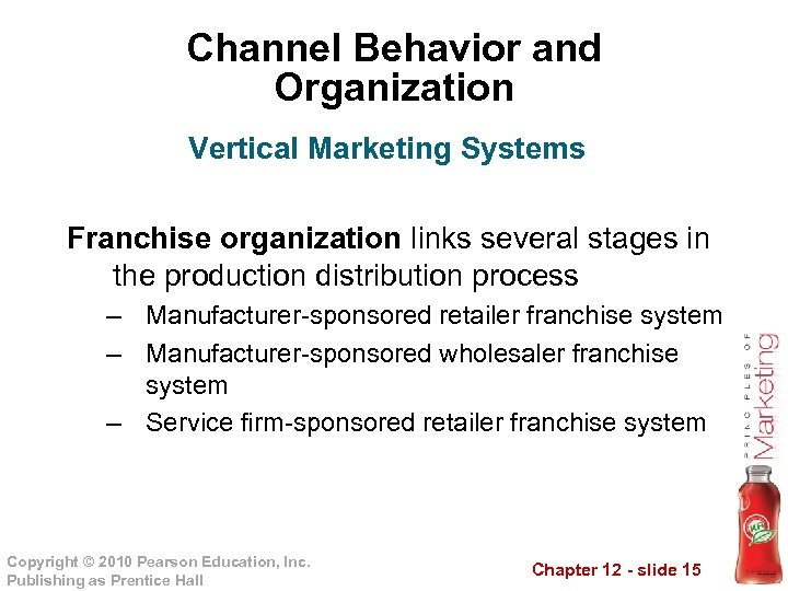 Channel Behavior and Organization Vertical Marketing Systems Franchise organization links several stages in the