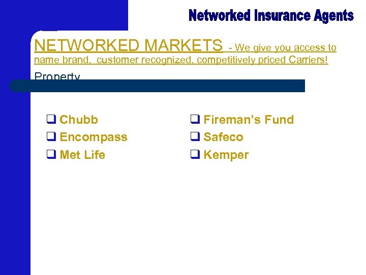 NETWORKED MARKETS - We give you access to name brand, customer recognized, competitively priced