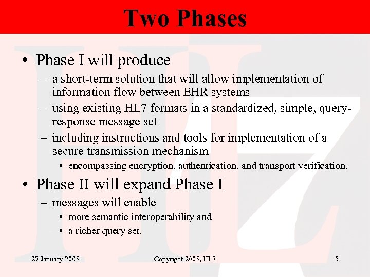 Two Phases • Phase I will produce – a short-term solution that will allow
