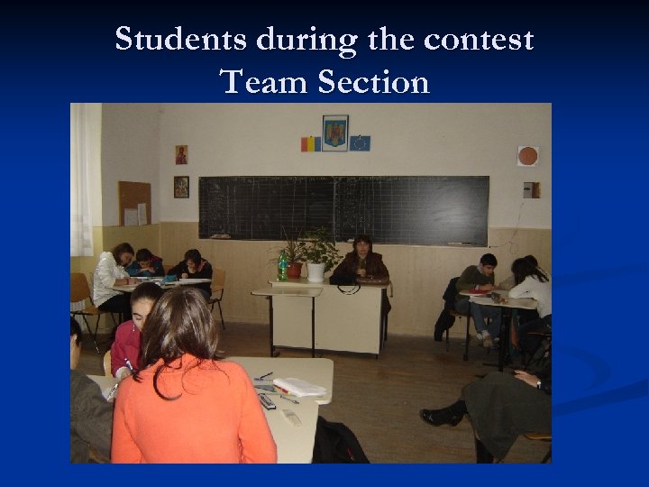Students during the contest Team Section 