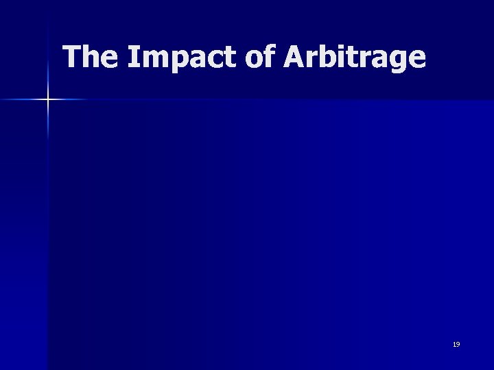 The Impact of Arbitrage 19 