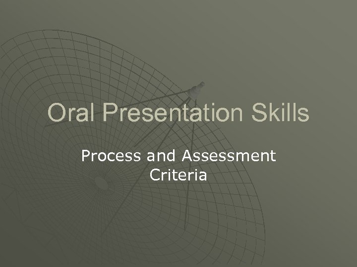 assessment of oral presentation skills in higher education