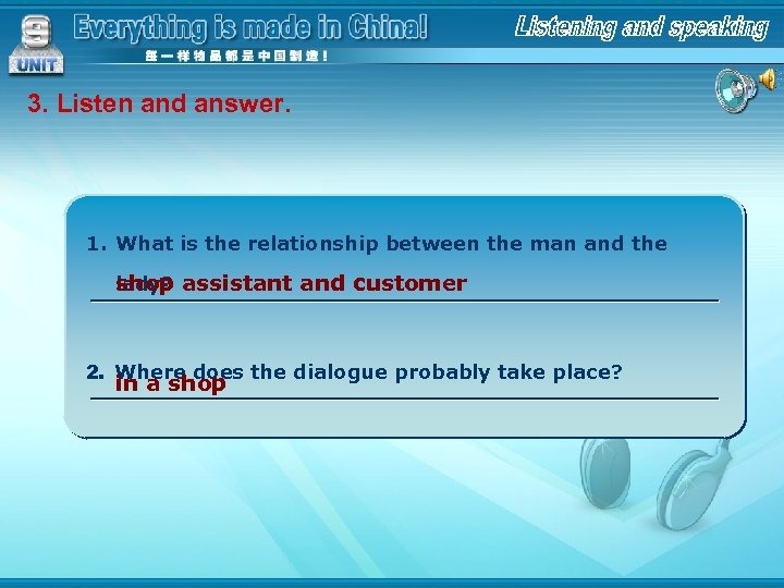 3. Listen and answer. 1. What is the relationship between the man and the