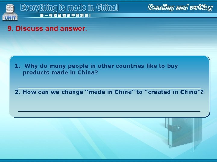 9. Discuss and answer. 1. Why do many people in other countries like to