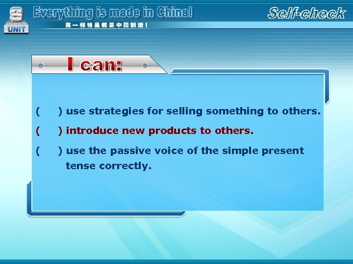 ( ) use strategies for selling something to others. ( ) introduce new products