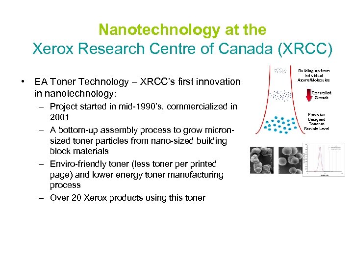 Nanotechnology at the Xerox Research Centre of Canada (XRCC) • EA Toner Technology –