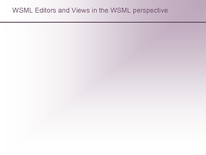 WSML Editors and Views in the WSML perspective 