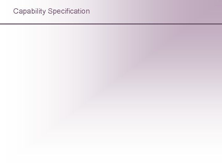 Capability Specification 