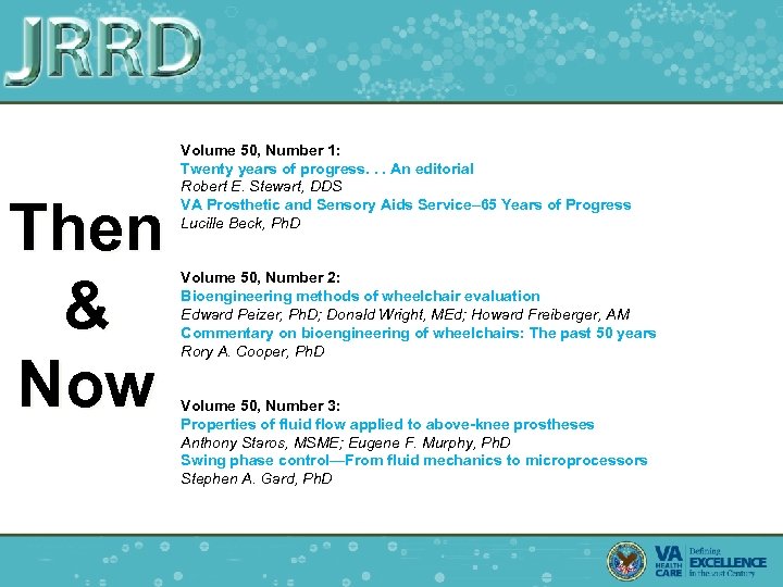 Then & Now Volume 50, Number 1: Twenty years of progress. . . An