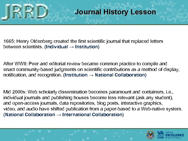 Journal History Lesson 1665: Henry Oldenberg created the first scientific journal that replaced letters