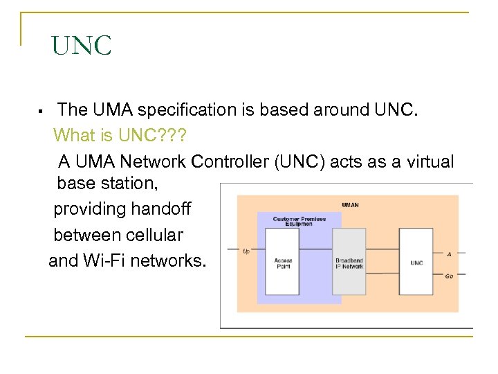 UNC § The UMA specification is based around UNC. What is UNC? ? ?