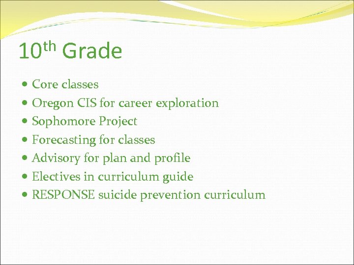 th 10 Grade Core classes Oregon CIS for career exploration Sophomore Project Forecasting for