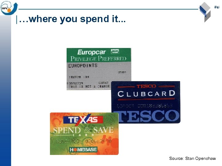 …where you spend it. . . Source: Stan Openshaw 