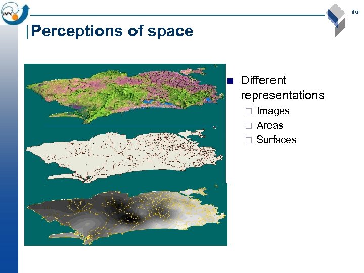 Perceptions of space n Different representations Images ¨ Areas ¨ Surfaces ¨ 