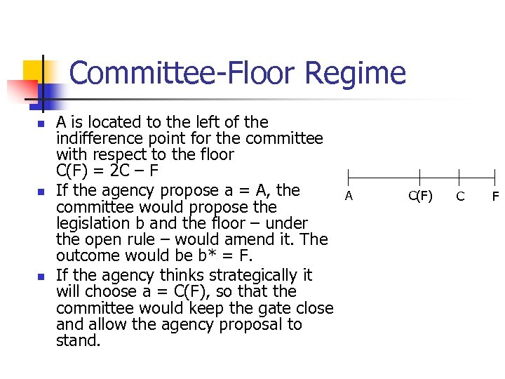 Committee-Floor Regime n n n A is located to the left of the indifference