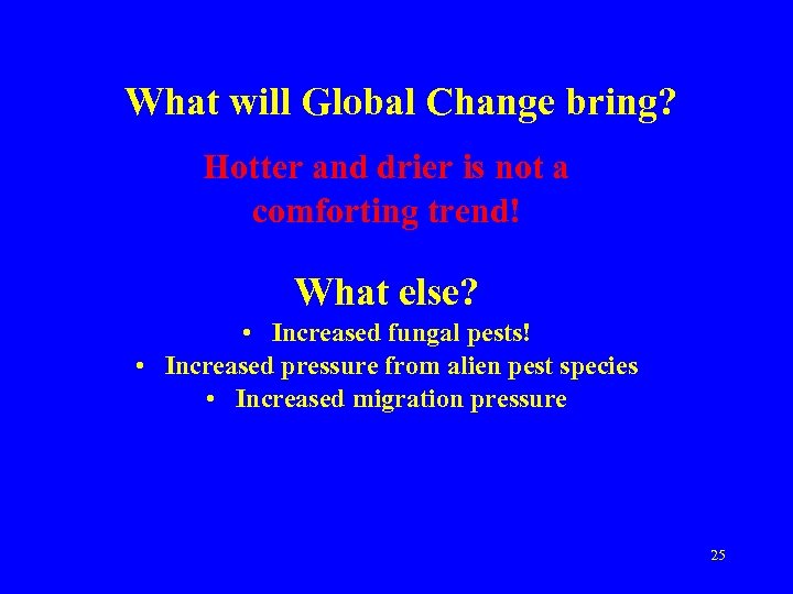 What will Global Change bring? Hotter and drier is not a comforting trend! What