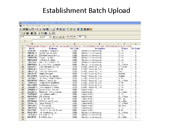 Establishment Batch Upload 