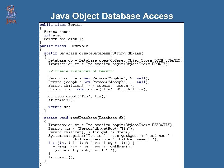 Java Object Database Access 