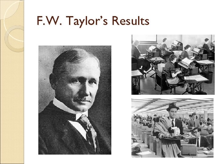 F. W. Taylor’s Results 