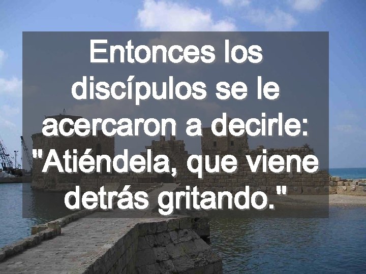 Entonces los discípulos se le acercaron a decirle: 