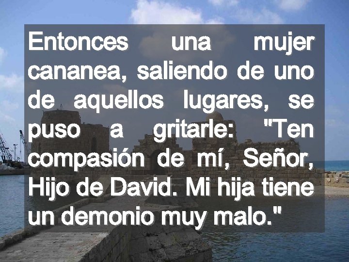 Entonces una mujer cananea, saliendo de uno de aquellos lugares, se puso a gritarle: