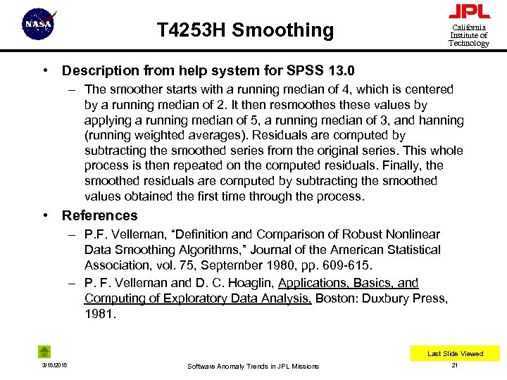 T 4253 H Smoothing California Institute of Technology • Description from help system for