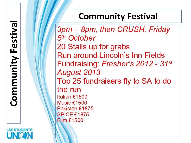 Community Festival 3 pm – 8 pm, then CRUSH, Friday 5 th October 20