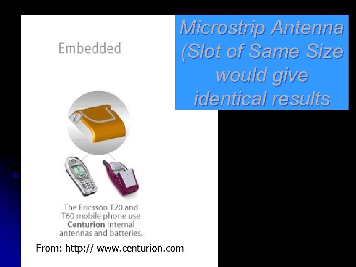 Microstrip Antenna (Slot of Same Size would give identical results From: http: // www.