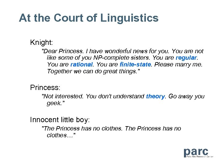 At the Court of Linguistics Knight: 