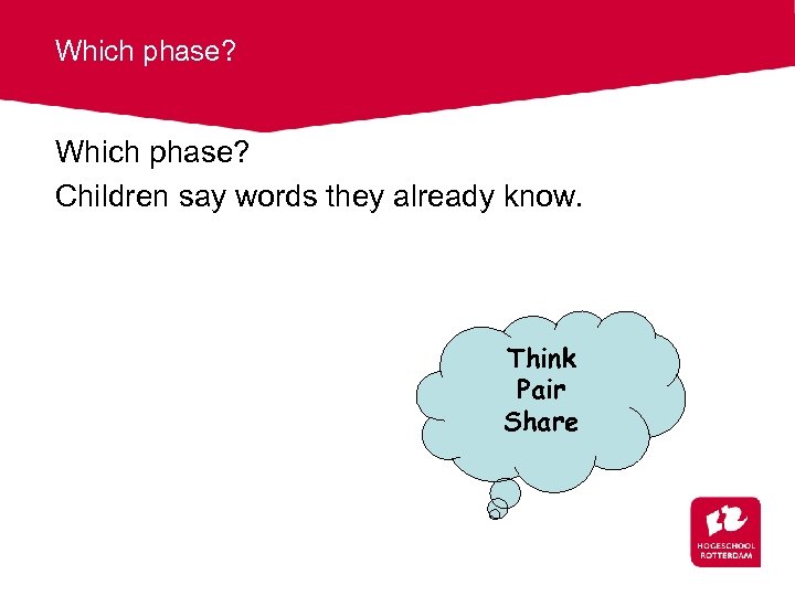 Which phase? Children say words they already know. Think Pair Share 