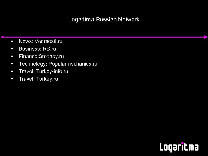 Logaritma Russian Network • • • News: Vedmosti. ru Business: RB. ru Finance: Smoney.