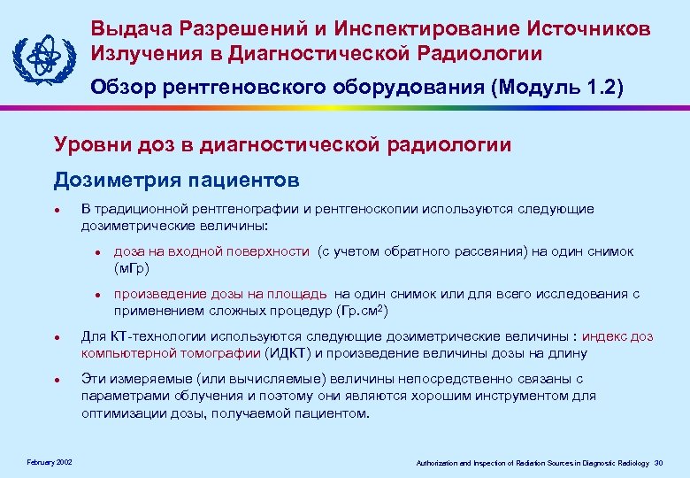 Выдача Разрешений и Инспектирование Источников Излучения в Диагностической Радиологии Обзор рентгеновского оборудования (Модуль 1.