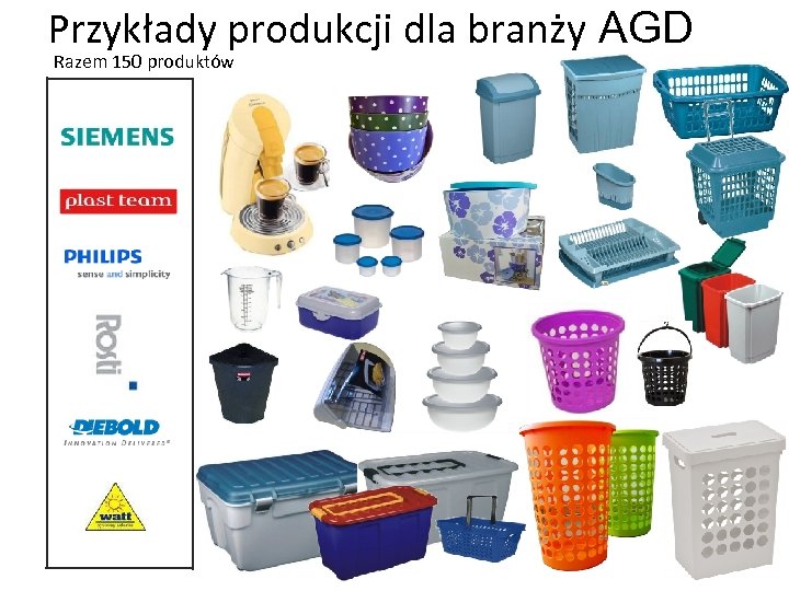 Przykłady produkcji dla branży AGD Razem 150 produktów 