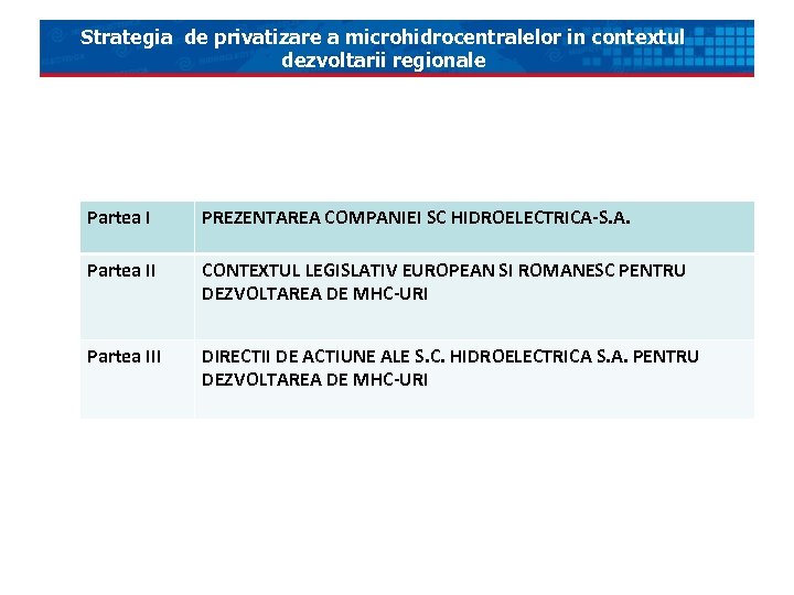 Strategia de privatizare a microhidrocentralelor in contextul dezvoltarii regionale Partea I PREZENTAREA COMPANIEI SC