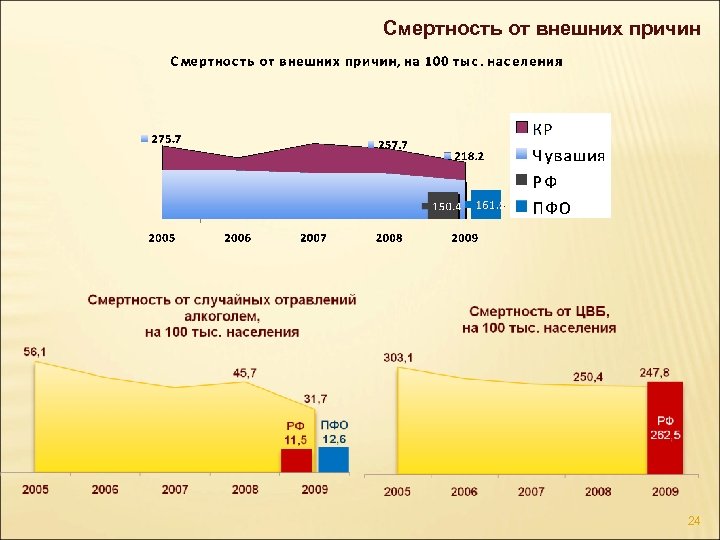 Смертность от внешних причин 24 