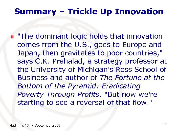 Summary – Trickle Up Innovation 